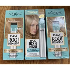 (3) Loreal Magic Root Rescue 10 Minute Root Coloring Kit 8 Medium Blonde